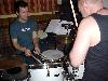Another Fudjit first - two drummers on a single kit!